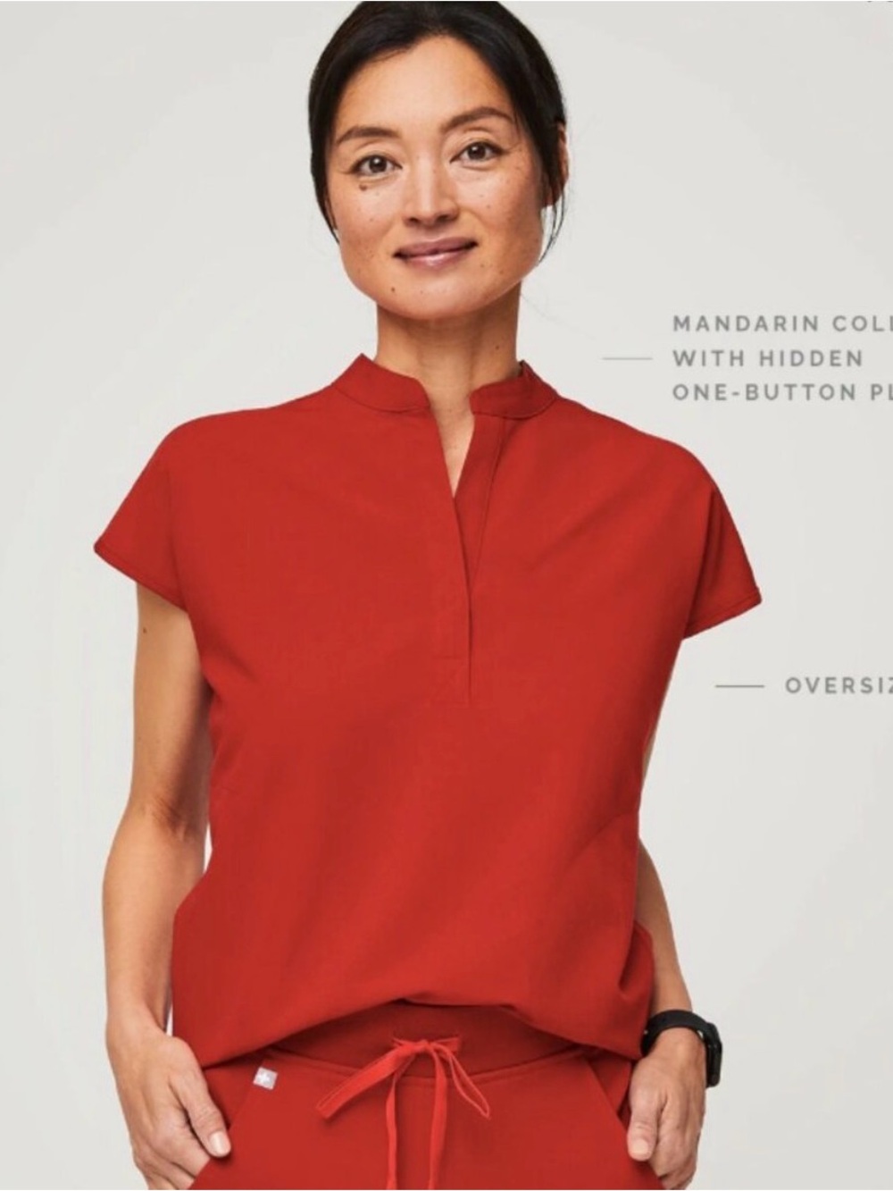 FIGS Rafaela Scrub Top in Awesome Red FIONlite™
